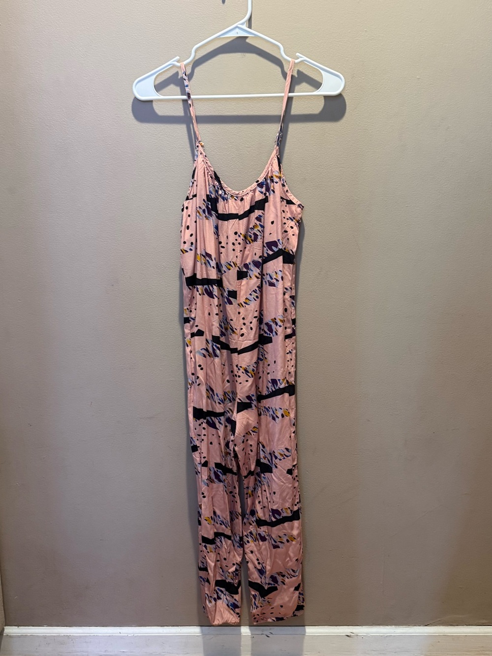 The Odell’s from Anthropologie- Pink Printed Lounge Slip Jumpsuit